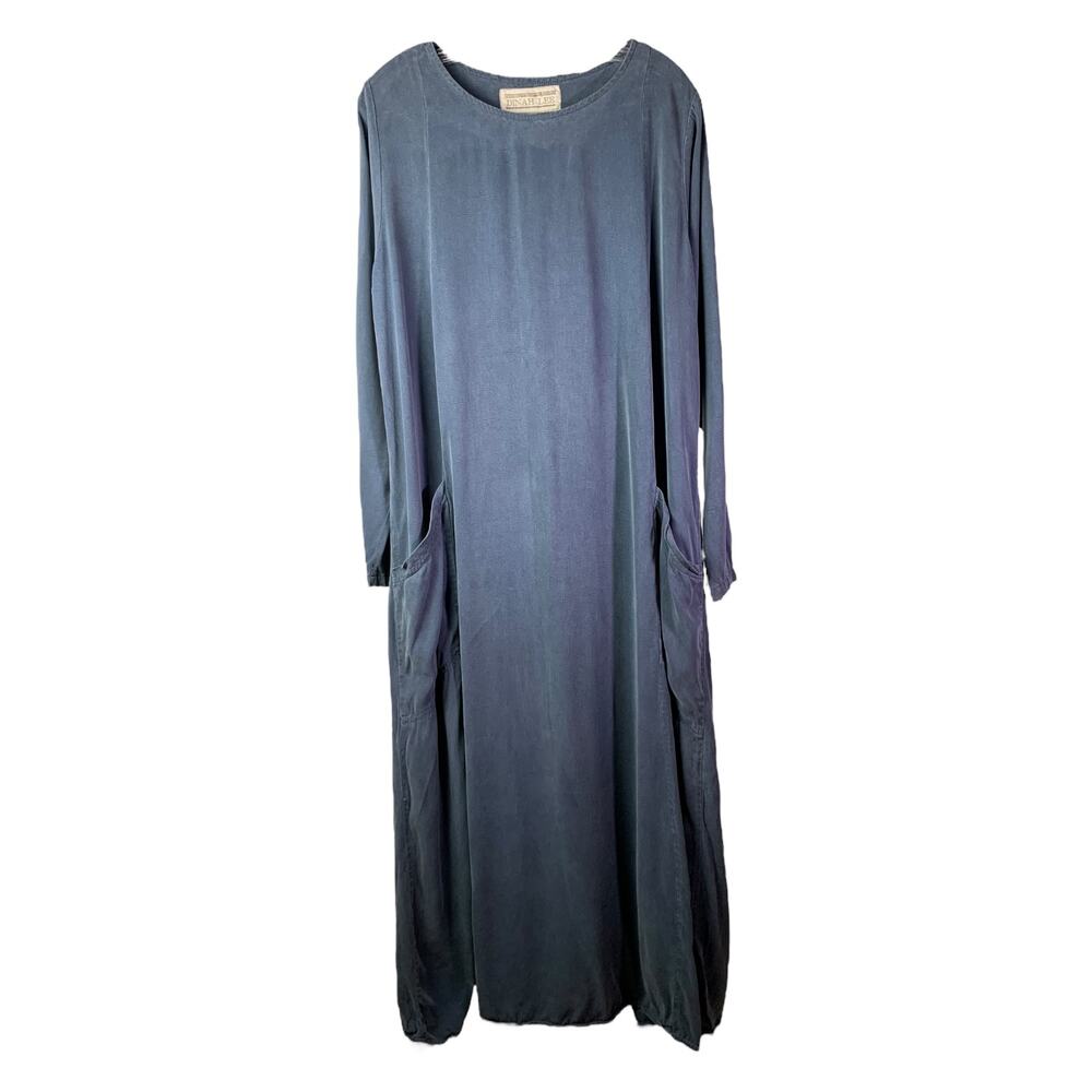 Dinah‎ Lee Maxi Dress Womens L Blue Long Sleeves Loose Fit Pockets